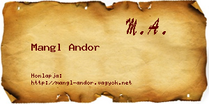 Mangl Andor névjegykártya